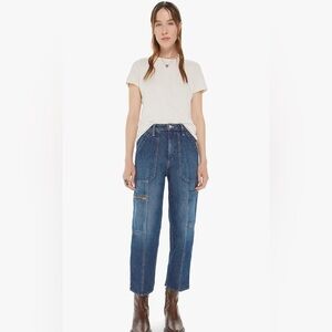 MOTHER Blue Patchwork Straight-Leg Jeans